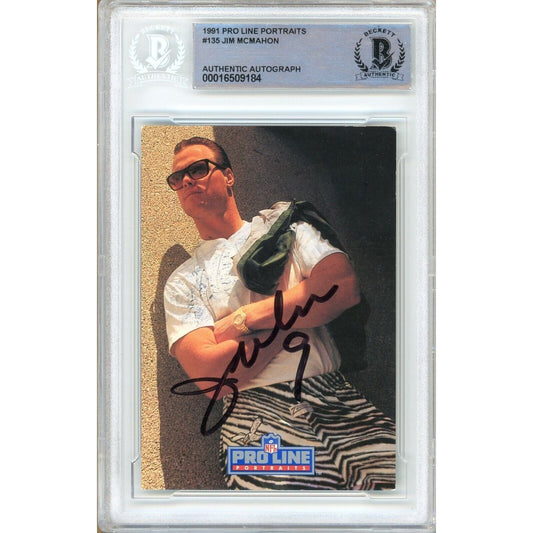 1991 — Jim McMahon Chicago Bears Autographed Trading Card — Beckett Authentication