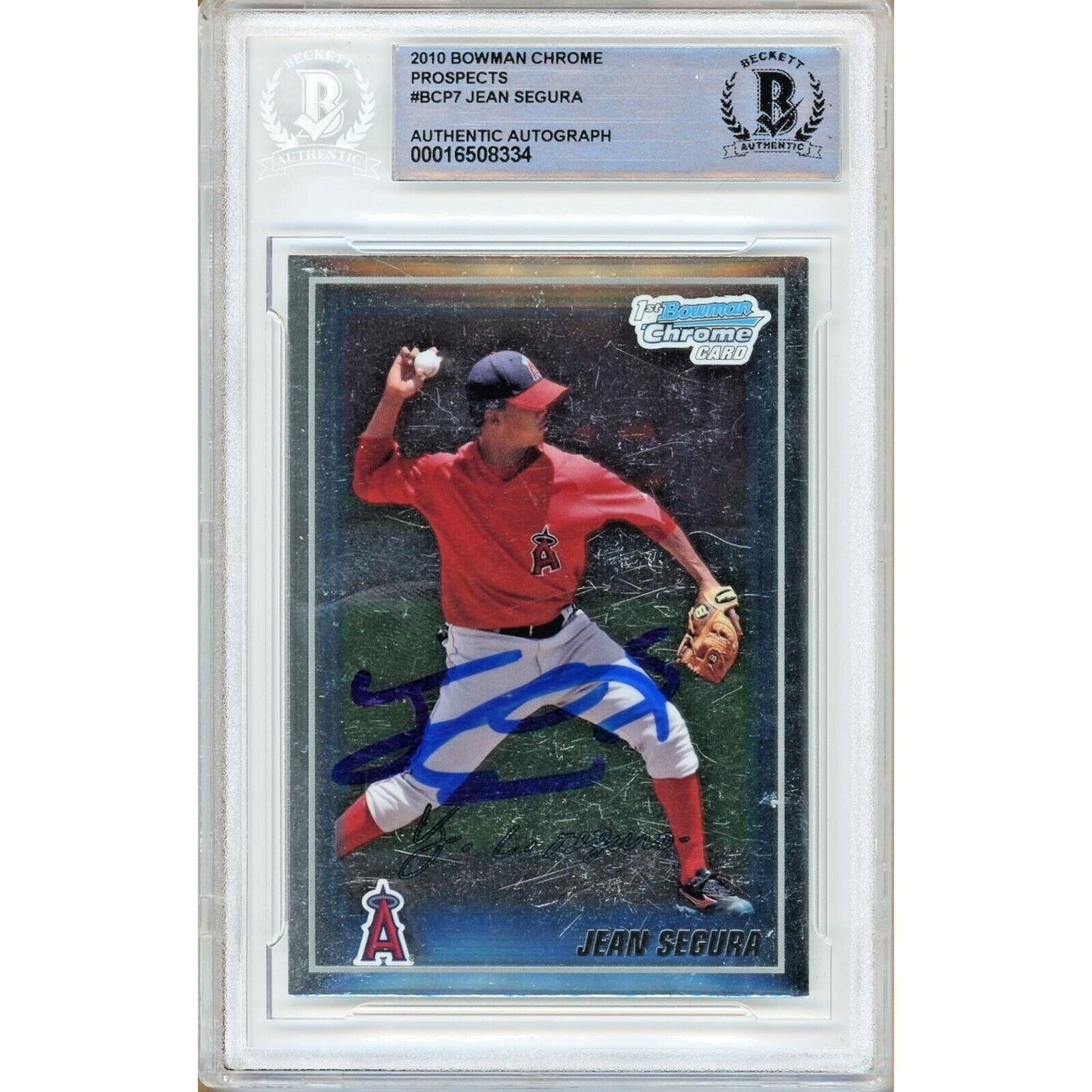 2010 Bowman Chrome Prospects # BCP7 — Jean Segura La Angels Autographed Trading Card Beckett Authentication
