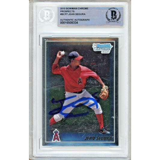 2010 Bowman Chrome Prospects # BCP7 — Jean Segura La Angels Autographed Trading Card Beckett Authentication