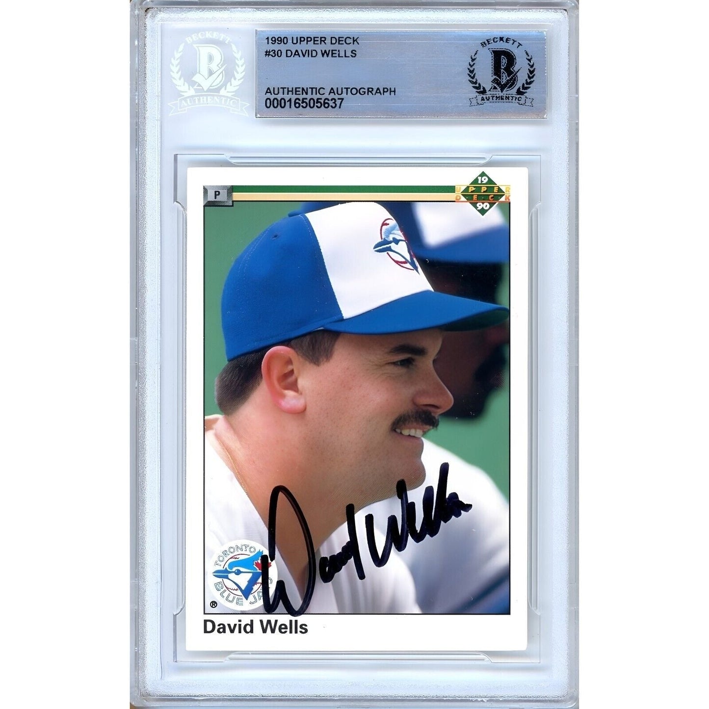 1990 Upper Deck #30 — David Wells Toronto Blue Jays Autographed Trading Card — Beckett Authentication