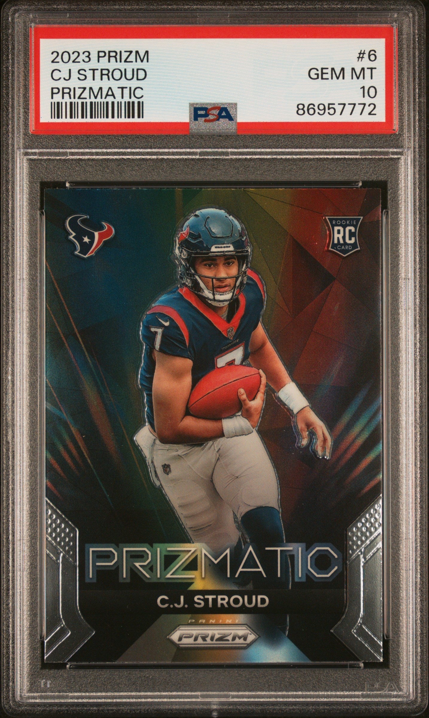 Graded 2023 Panini Prizm CJ Stroud #6 Prizmatic Rookie RC Football Card PSA 10 Gem Mint