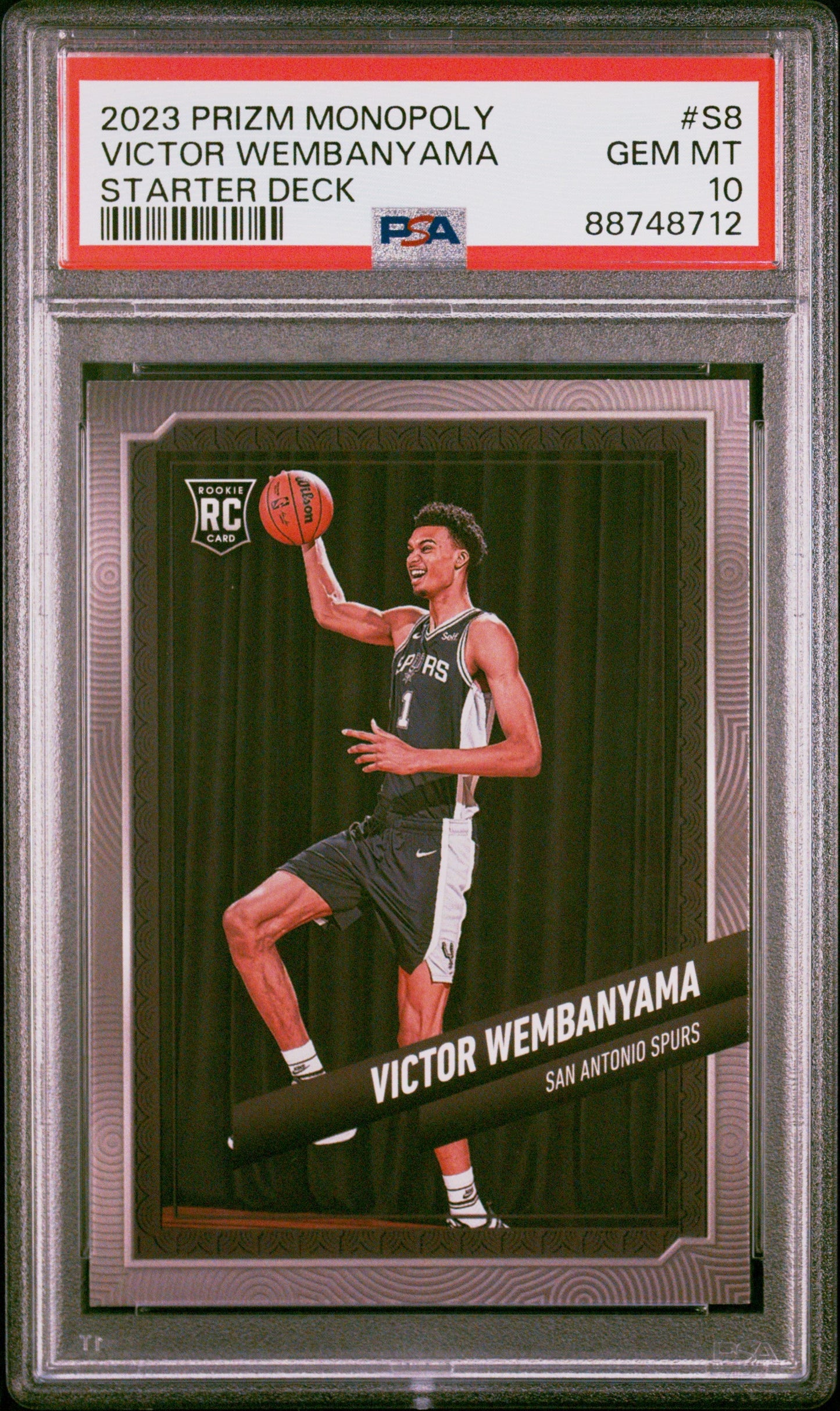 Graded 2023 Panini Prizm Monopoly Victor Wembanyama #S8 Starter Deck Rookie RC Basketball Card PSA 10 Gem Mint