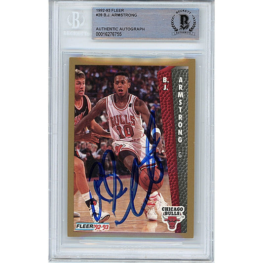 1992-93 Fleer #28 — BJ Armstrong Chicago Bulls Autographed Trading Card — Beckett Authentication