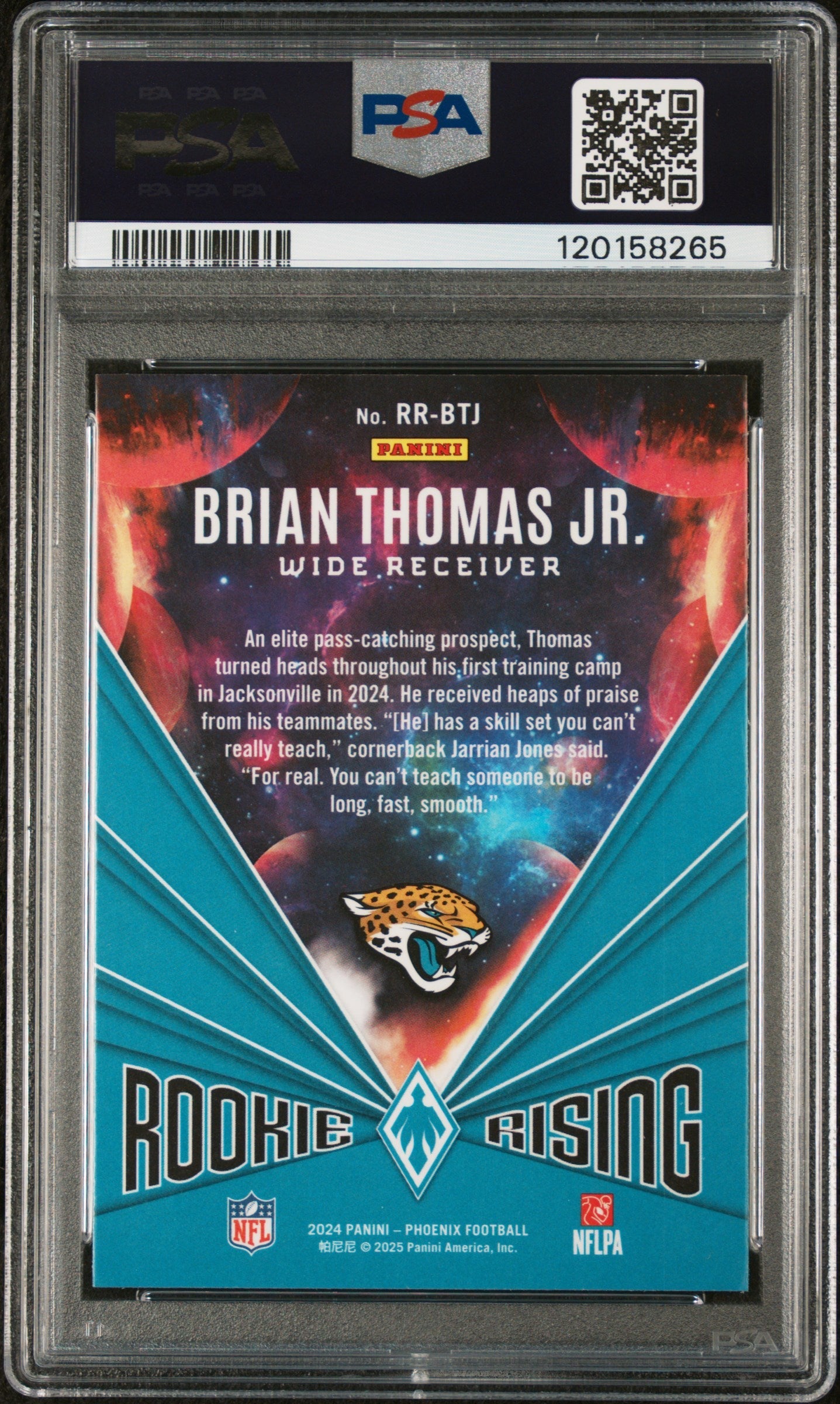 Graded 2024 Panini Phoenix Brian Thomas Jr #RRBTJ Rookie Rising Lazer Rookie RC Football Card PSA 10 Gem Mint