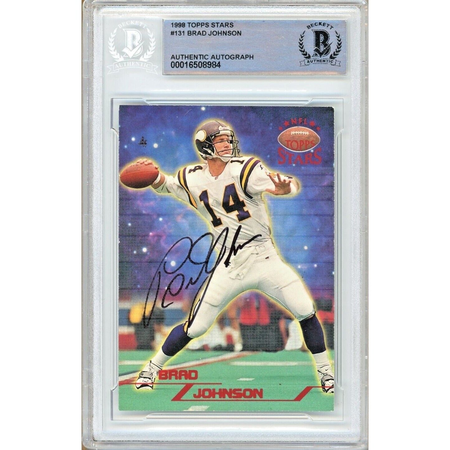 1998 Topps Stars #131 — Brad Johnson Minnesota Vikings Autographed Trading Card — Beckett Authentication