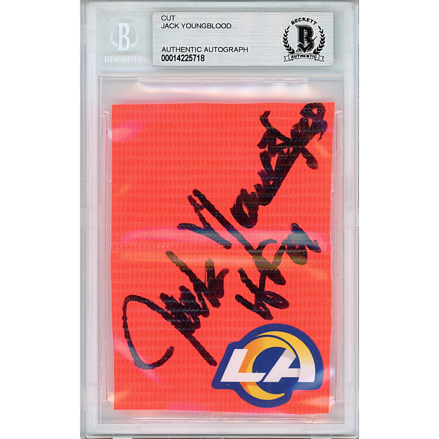Jack Youngblood Autographed Los Angeles Rams Football End Zone Pylon Signature Cut — Beckett Authentication