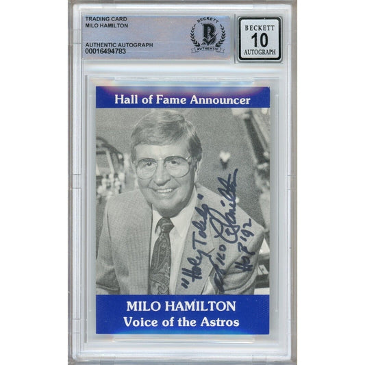 Milo Hamilton Houston Astros Signed Holy Toledo Baseball Card BGS Auto 10 Graded Slab