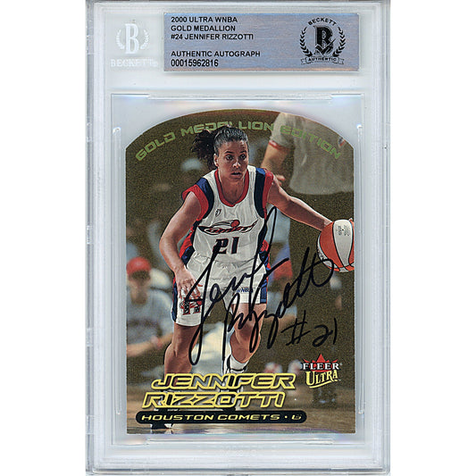 2000 Fleer Ultra WNBA Gold Medallion #24 — Jennifer Rizzotti Houston Comets Autographed Trading Card — Beckett Authentication