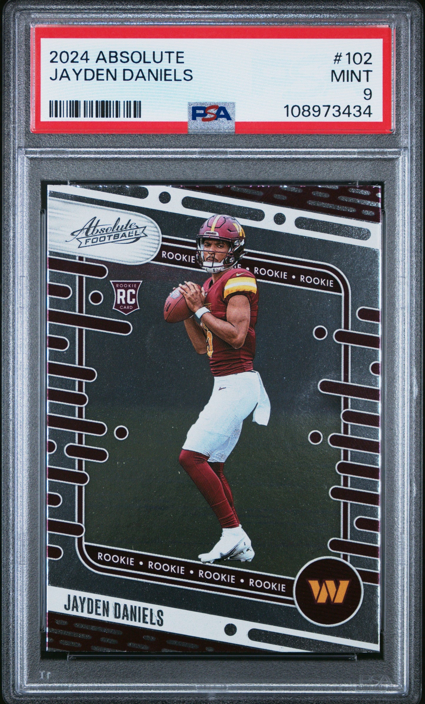 Graded 2024 Panini Absolute Jayden Daniels #102 Rookie RC Football Card PSA 9 Mint
