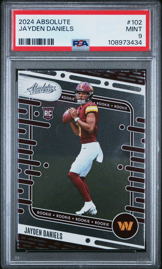 Graded 2024 Panini Absolute Jayden Daniels #102 Rookie RC Football Card PSA 9 Mint
