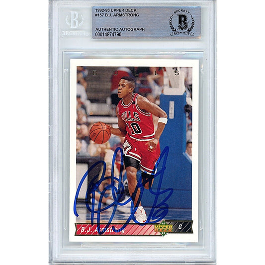1992-93 Upper Deck #157 — BJ Armstrong Chicago Bulls Autographed Trading Card — Beckett Authentication