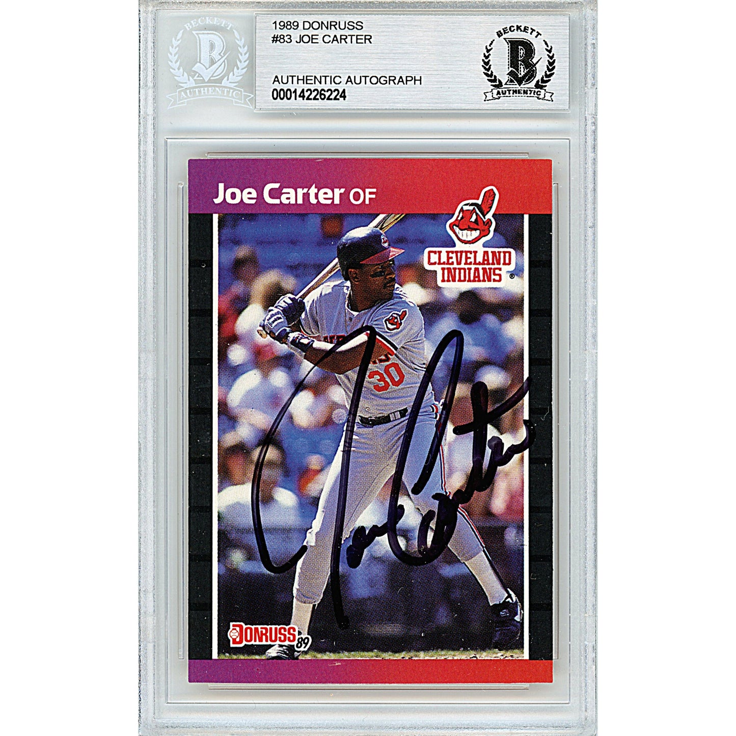 1989 Donruss — Joe Carter Autographed Trading Card — Beckett Authentication