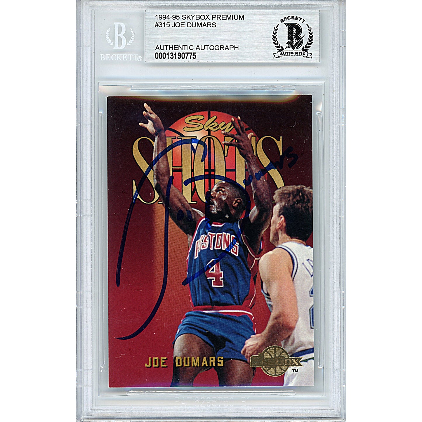 1994–95 SkyBox #315 — Joe Dumars Autographed Trading Card — Beckett Authentication