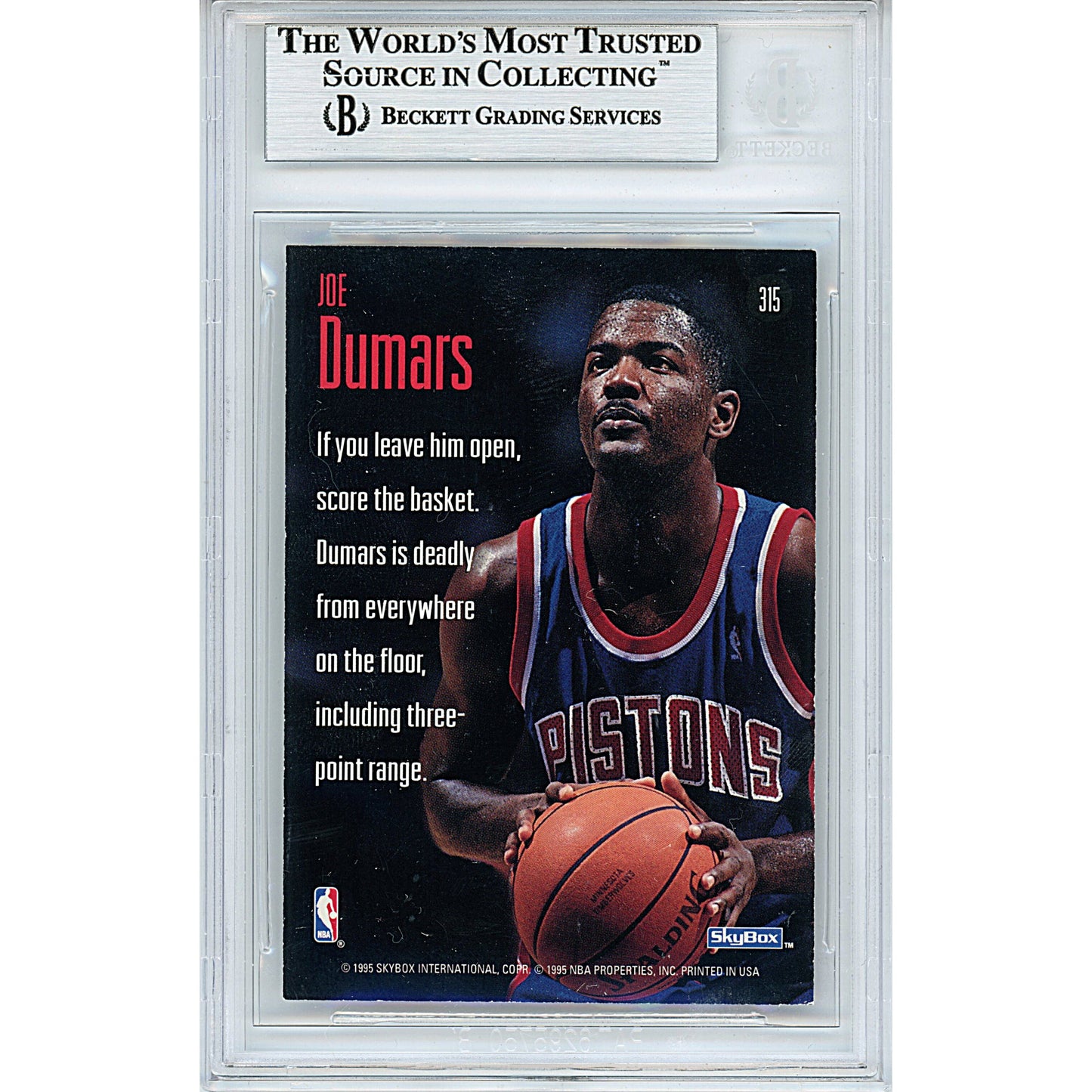 1994–95 SkyBox #315 — Joe Dumars Autographed Trading Card — Beckett Authentication