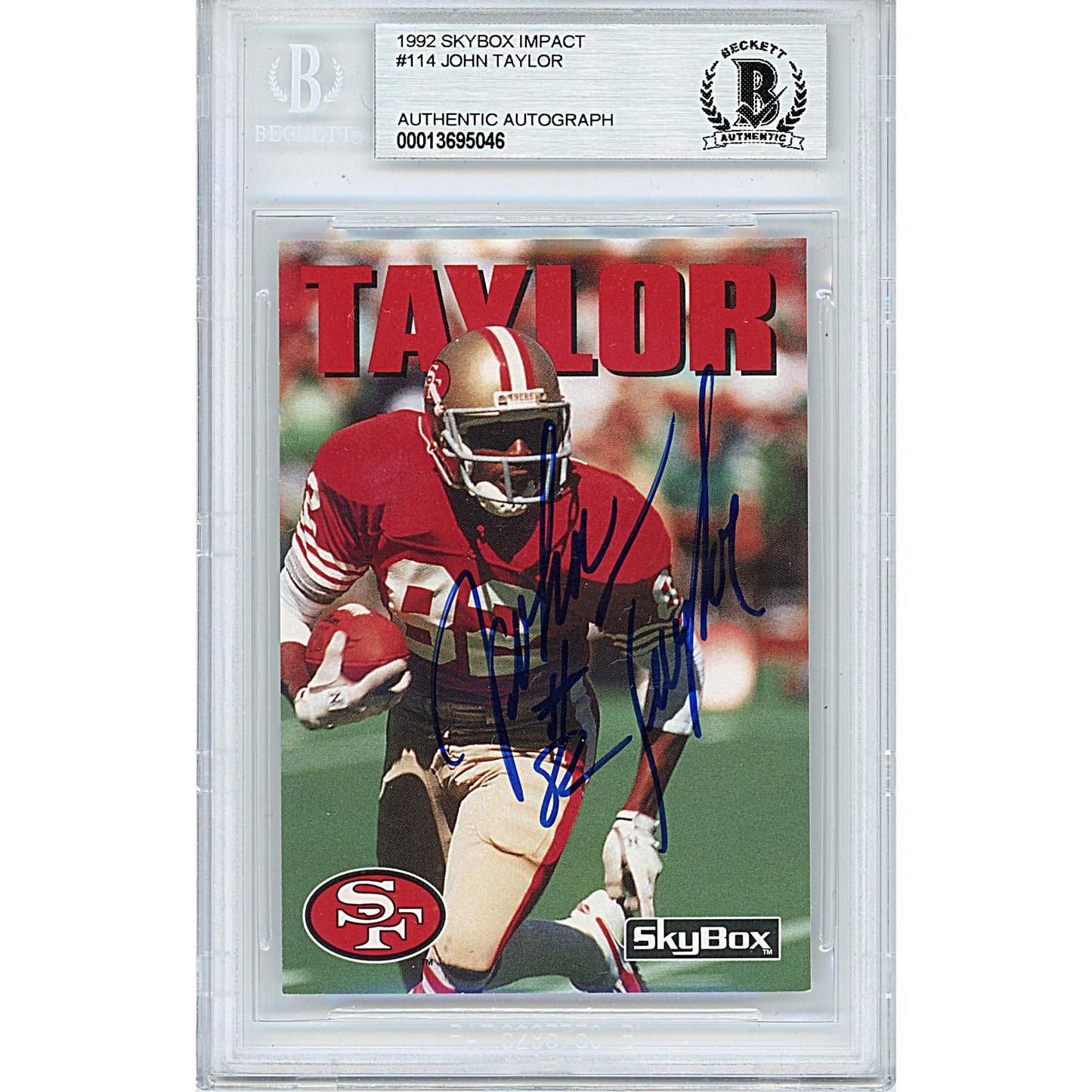 1992 SkyBox — John Taylor Signed San Francisco 49ers Autographed Trading Card — Beckett Authentication