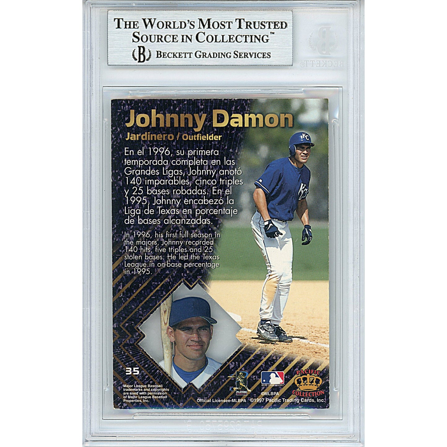 1997 — Johnny Damon Signed Kansas City Royals Autographed Trading Card — Beckett Authentication