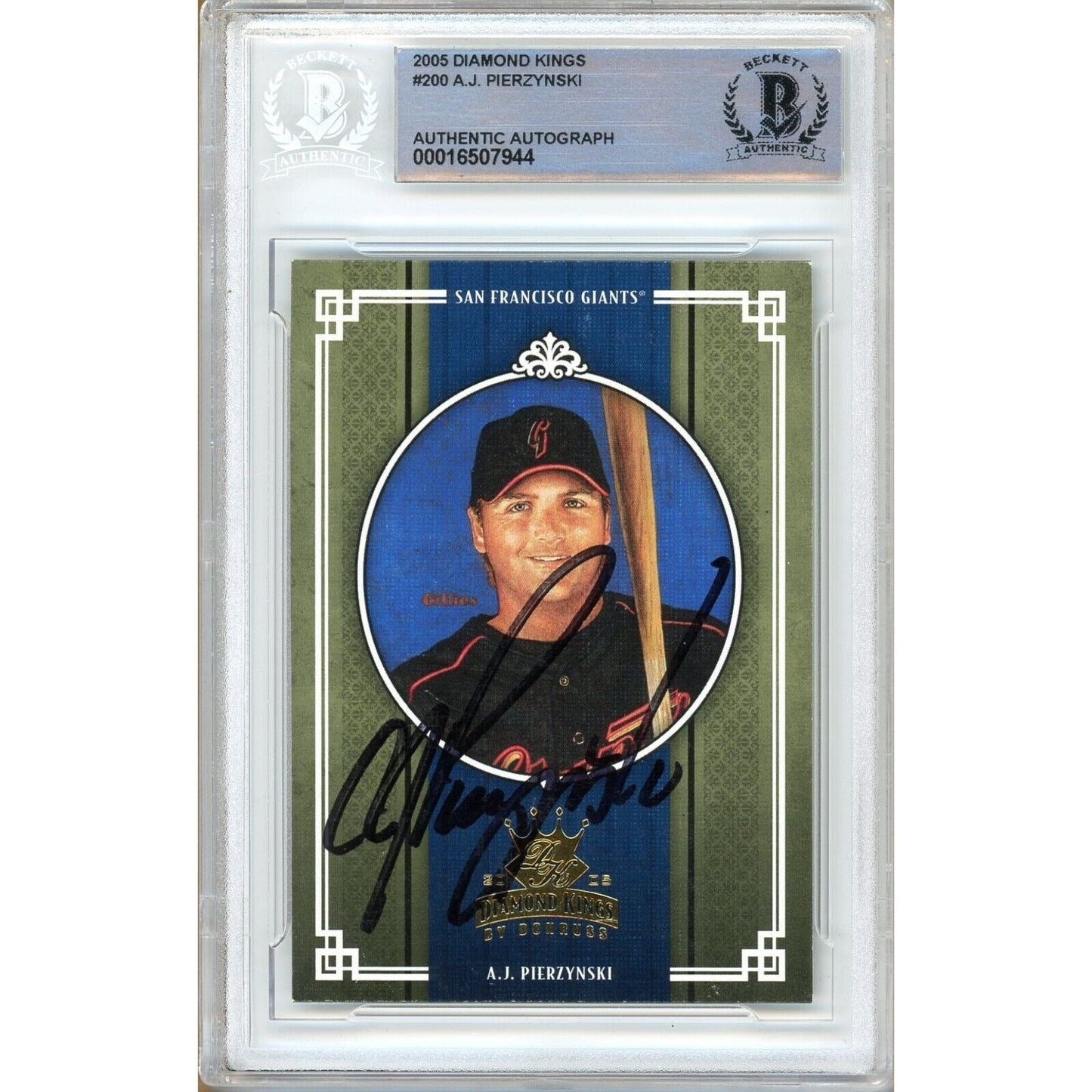 2005 Donruss Diamond Kings #200 — AJ Pierzynski SF Giants Autographed Trading Card — Beckett Authentication