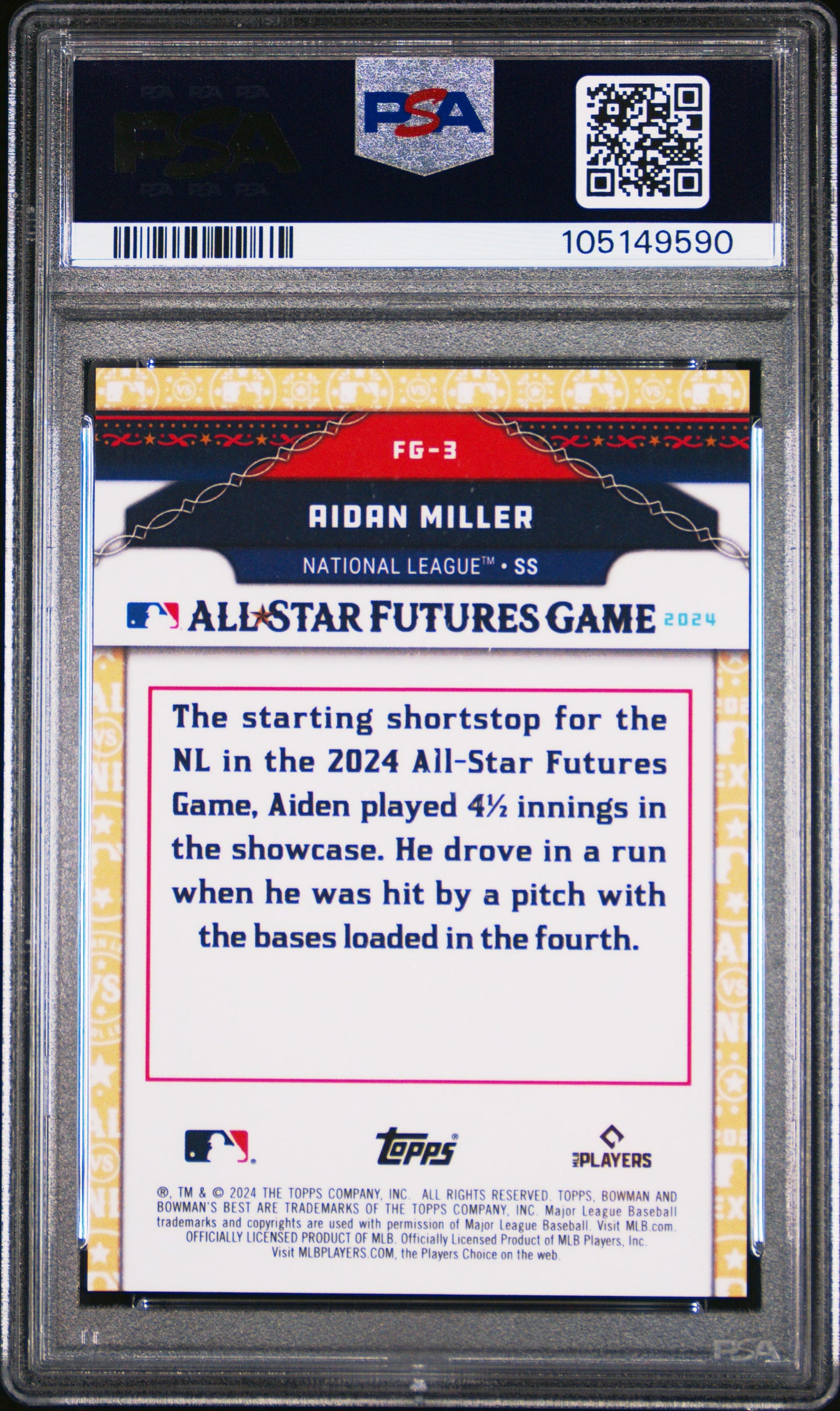 Graded 2024 Topps Bowmans Best Aidan Miller #FG3 All Star Futures Game Rookie RC Baseball Card PSA 10 Gem Mint