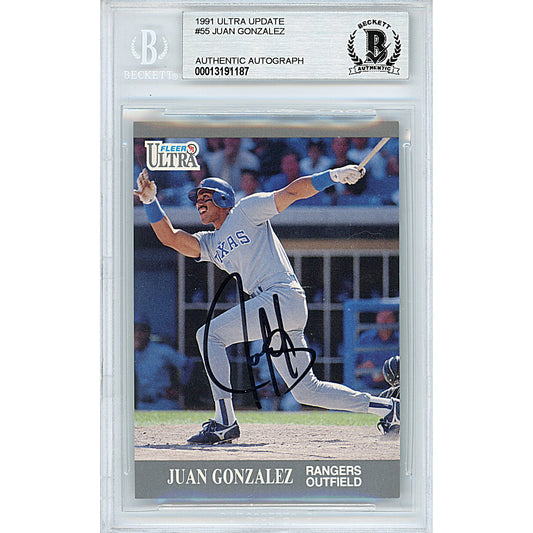 1991 Fleer Ultra — Juan Gonzalez Texas Rangers Autographed Trading Card — Beckett Authentication