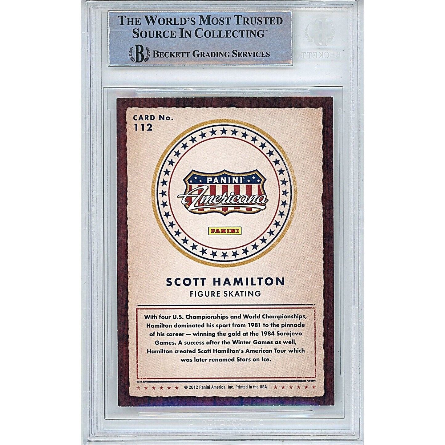 Scott Hamilton Team USA Signed 2012 Americana Heroes Olympics Card Beckett Auth Auto