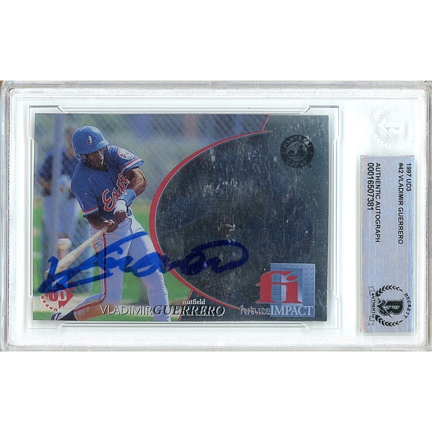 Vladimir Guerrero Montreal Expos Signed 1997 UD3 Rookie Card Beckett Authentic Auto Slab