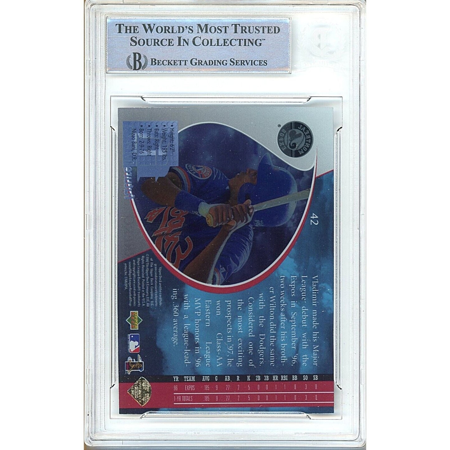 Vladimir Guerrero Montreal Expos Signed 1997 UD3 Rookie Card Beckett Authentic Auto Slab