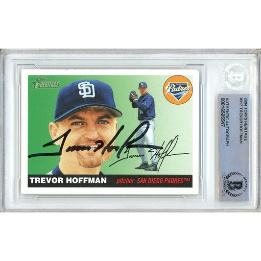 Trevor Hoffman San Diego Padres Signed 2004 Topps Heritage Card Beckett Auth Auto Slab