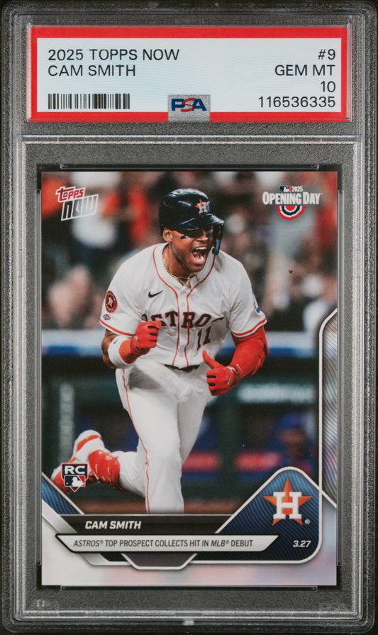 Graded 2025 Topps Now Cam Smith #9 Rookie RC Baseball Card PSA 10 Gem Mint