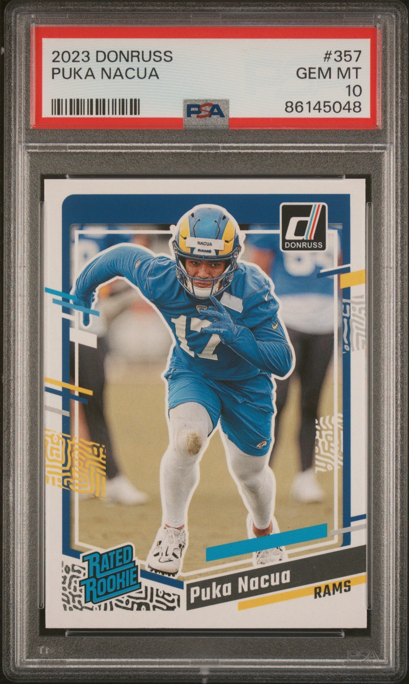 Graded 2023 Panini Donruss Puka Nacua #357 Rookie RC Football Card PSA 10 Gem Mint