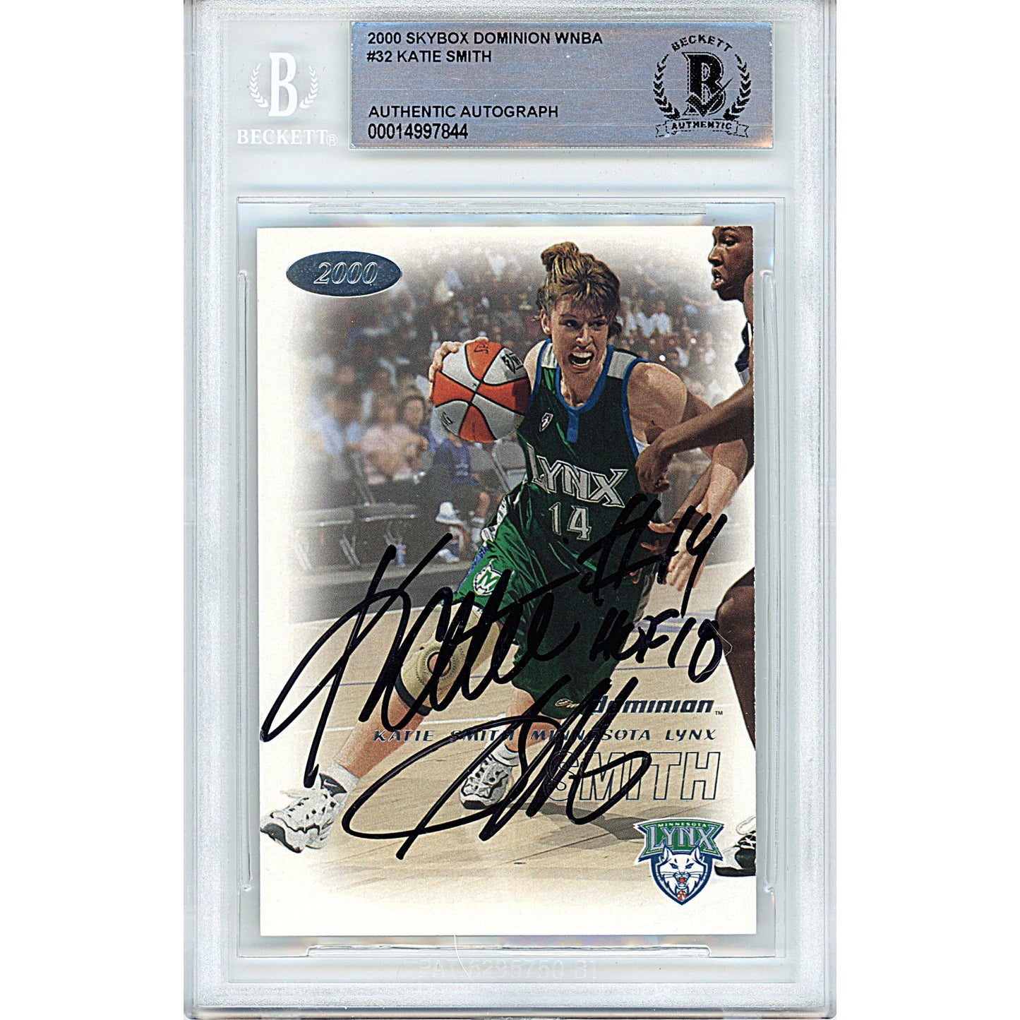 2000 Skybox Dominion WNBA #32 — Katie Smith Minnesota Lynx Autographed Trading Card — Beckett Authentication
