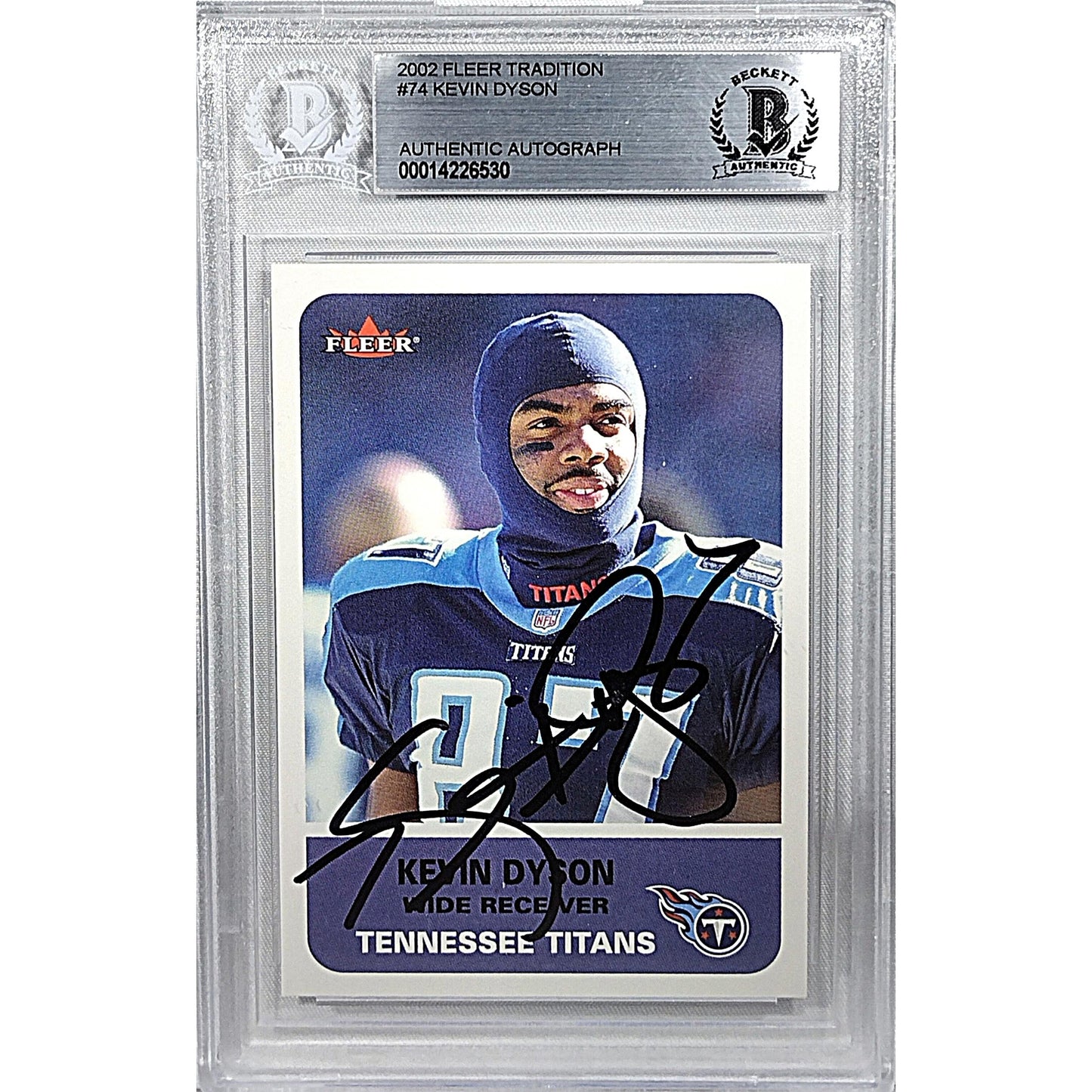 2002 Fleer Tradition — Kevin Dyson Tennessee Titans Autographed Trading Card — Beckett Authentication
