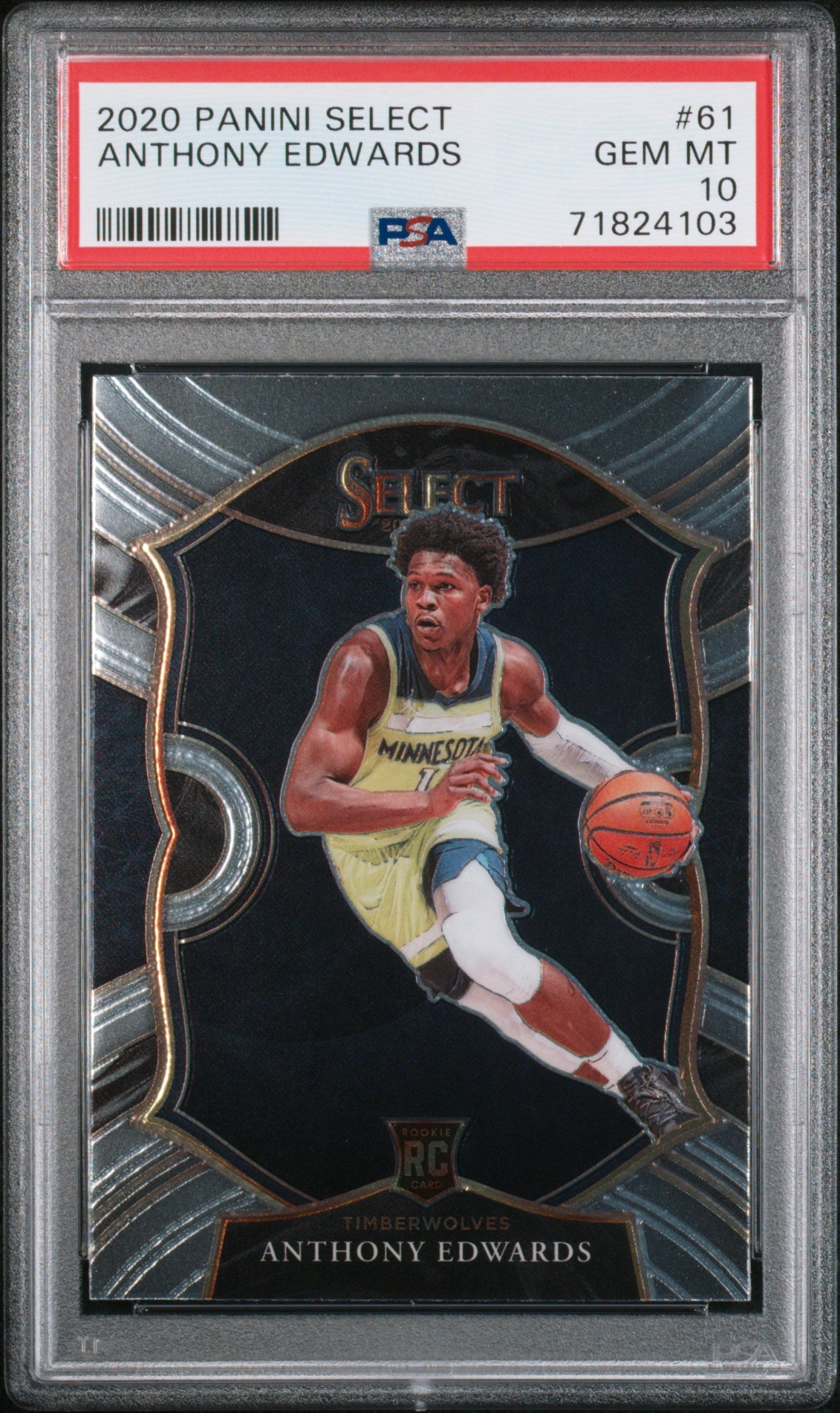 Graded 2020 Panini Select Anthony Edwards #61 Rookie RC Basketball Card PSA 10 Gem Mint