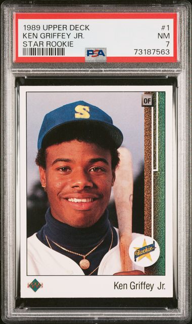 Graded 1989 Upper Deck Star Rookie Ken Griffey Jr. #1 Rookie RC Baseball Card PSA 7 NM