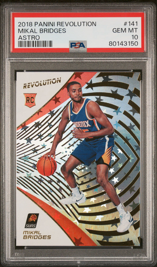 Graded 2018 Panini Revolution Mikal Bridges #141 Astro Rookie RC Basketball Card PSA 10 Gem Mint - Sport Cards