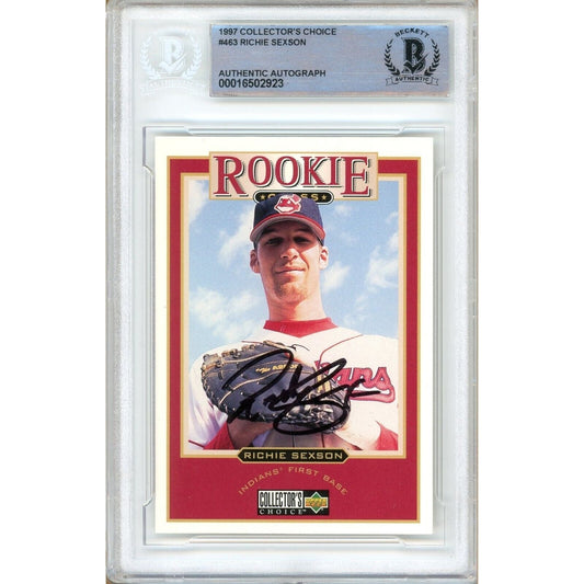Richie Sexson Cleveland Indians Signed 1997 Collectors Choice Card Beckett Auth Auto Slab