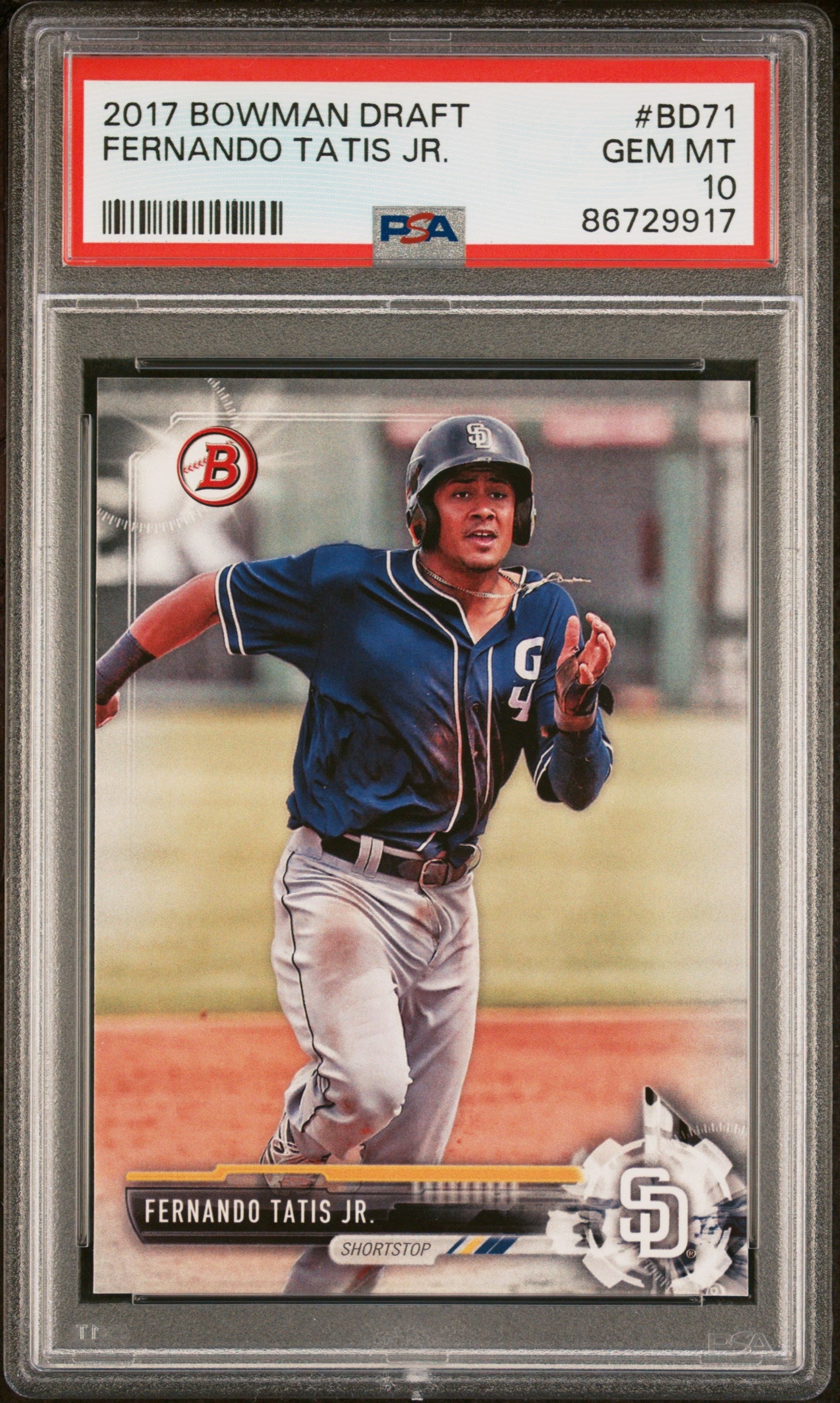 Graded 2017 Topps Bowman Draft Fernando Tatis Jr. #BD71 Rookie RC Baseball Card PSA 10 Gem Mint