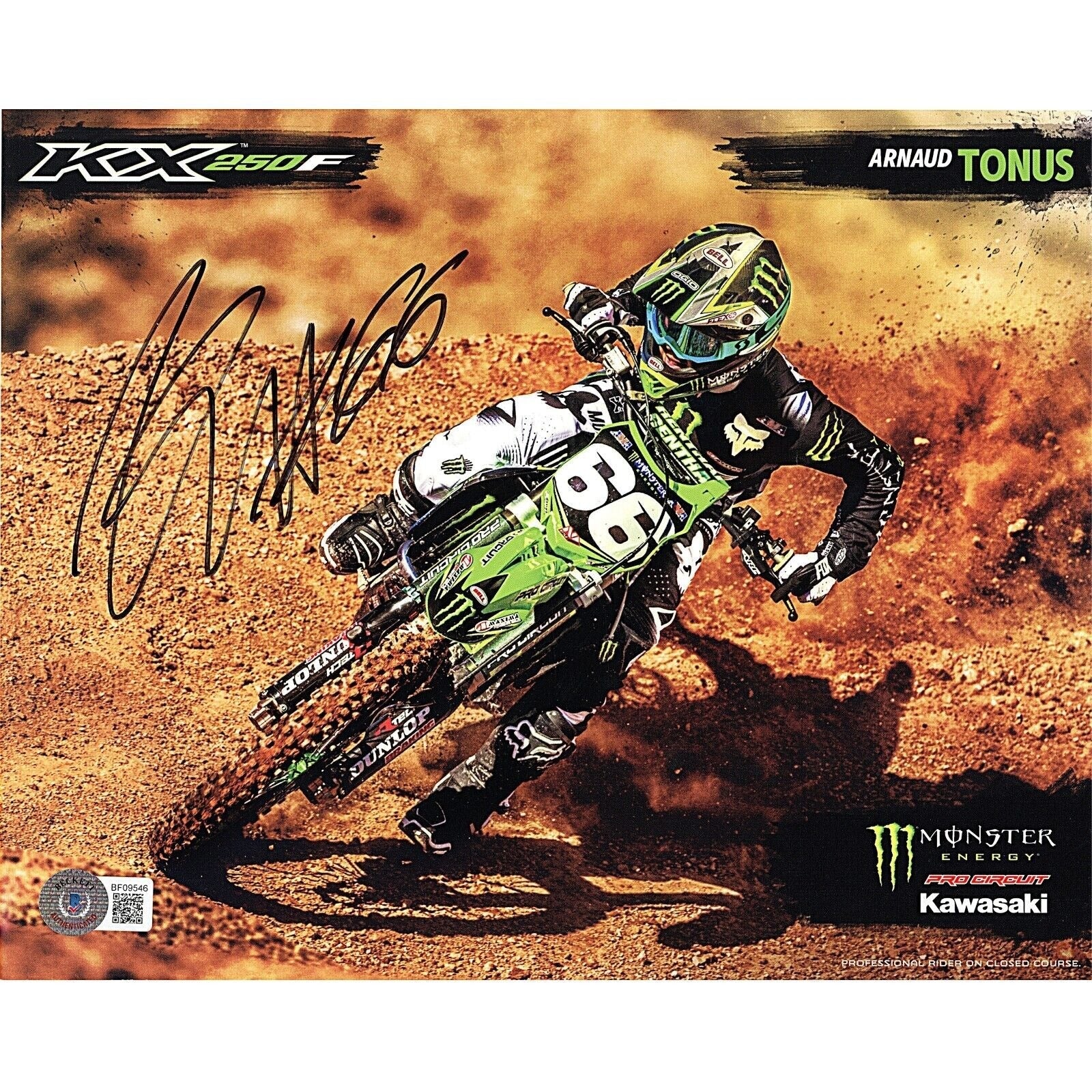 Arnaud Tonus Supercross Autographed 8x10 Photo — Beckett Authentication - Sport Cards