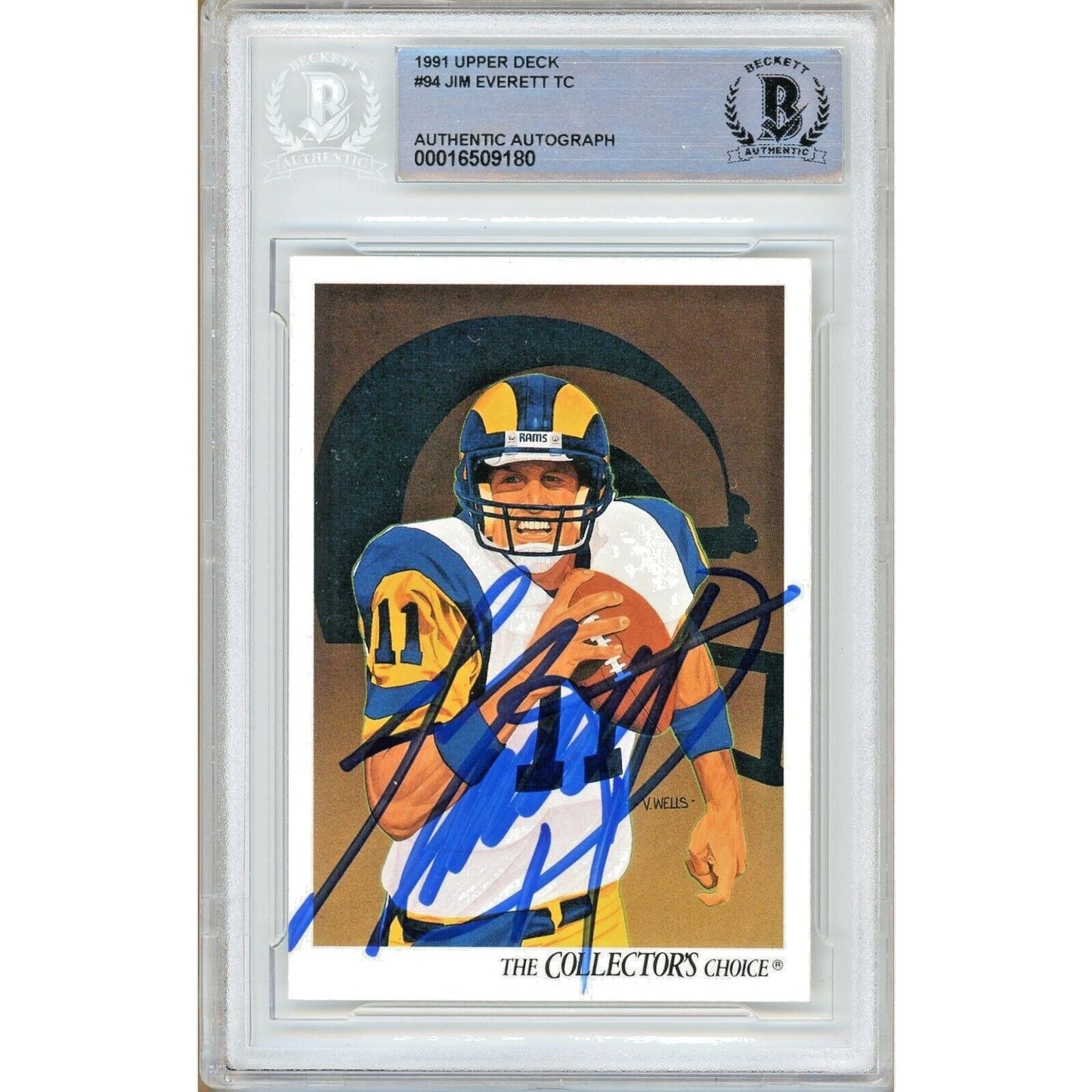 1991 Upper Deck — Jim Everett Los Angeles Rams Autographed Trading Card — Beckett Authentication