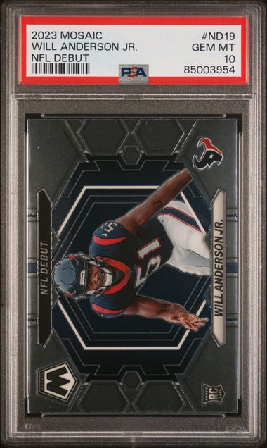Graded 2023 Panini Mosaic Will Anderson #ND19 NFL Debut Rookie RC Football Card PSA 10 Gem Mint