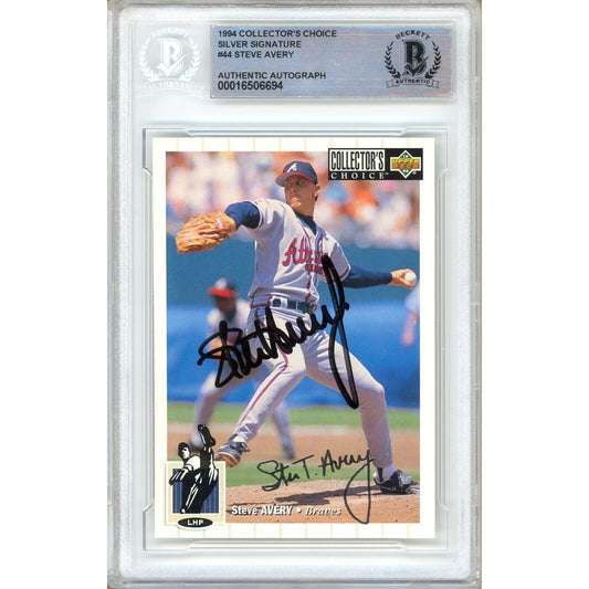 Steve Avery Atlanta Braves Signed 1994 Collectors Choice Silver Card Beckett Auth Auto Slab