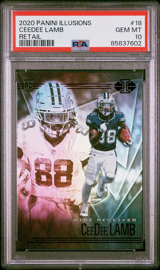 Graded 2020 Panini Illusions CeeDee Lamb #18 Retail Rookie RC Football Card PSA 10 Gem Mint