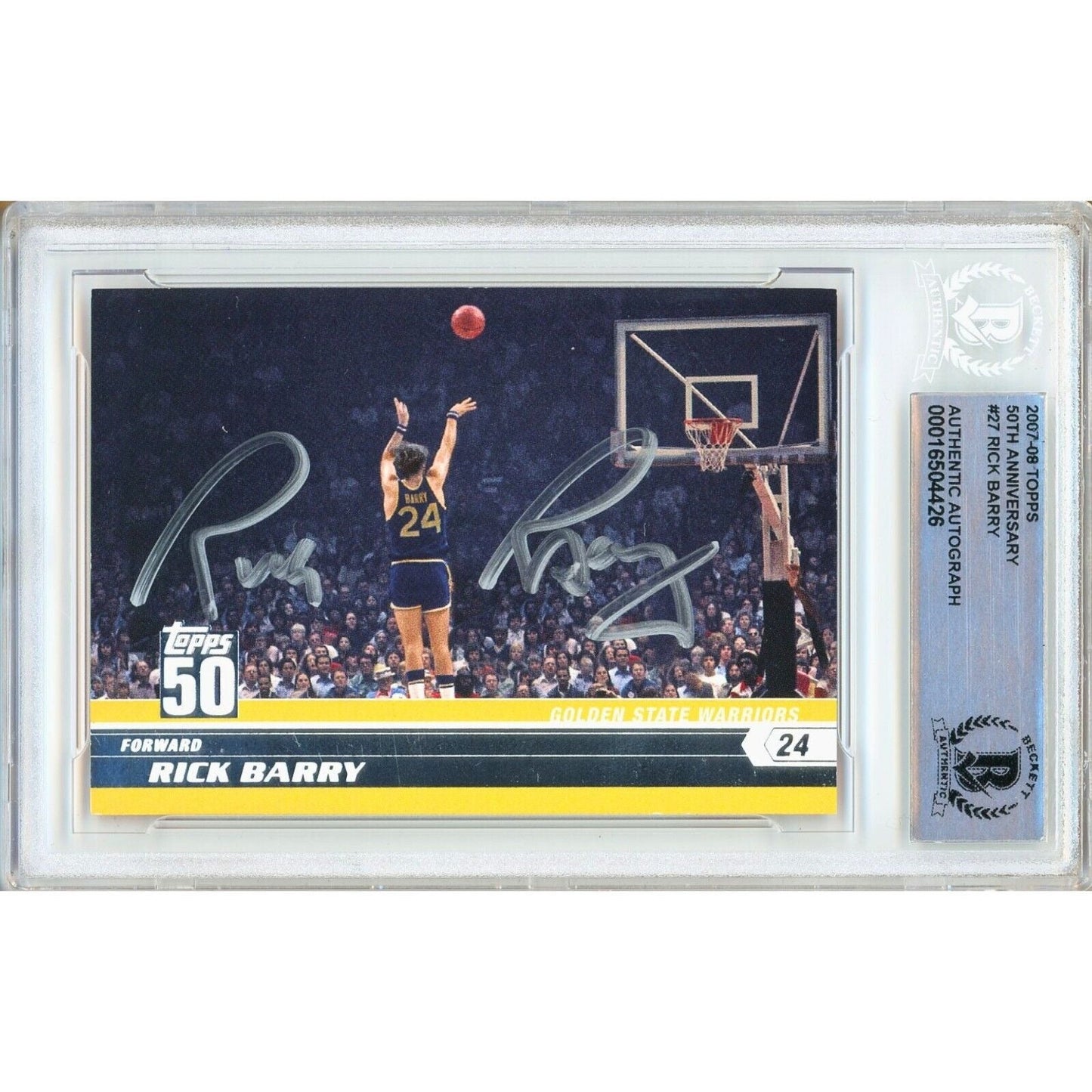 Rick Barry Golden State Warriors Signed 2007-08 Topps 50th Anniv Card Beckett Auth Auto