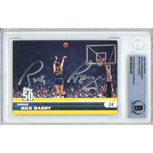 Rick Barry Golden State Warriors Signed 2007-08 Topps 50th Anniv Card Beckett Auth Auto