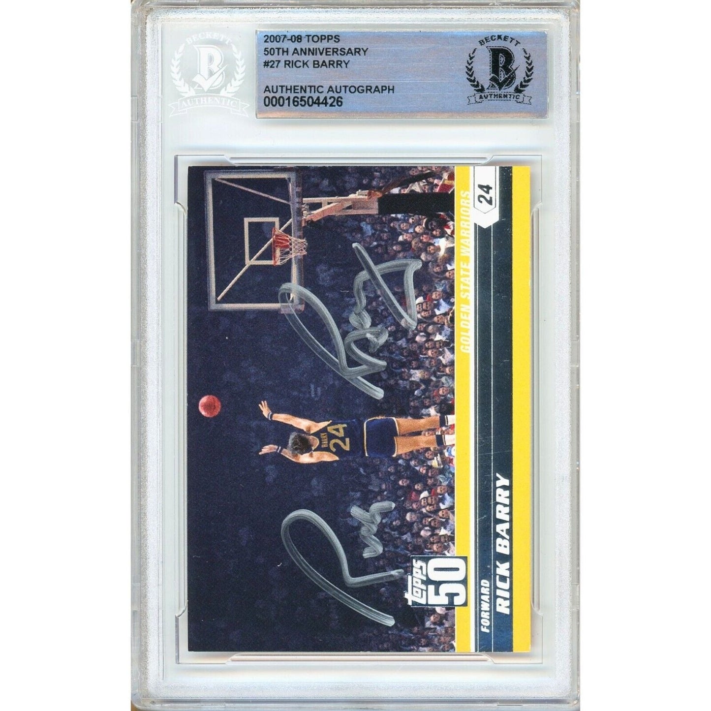 Rick Barry Golden State Warriors Signed 2007-08 Topps 50th Anniv Card Beckett Auth Auto
