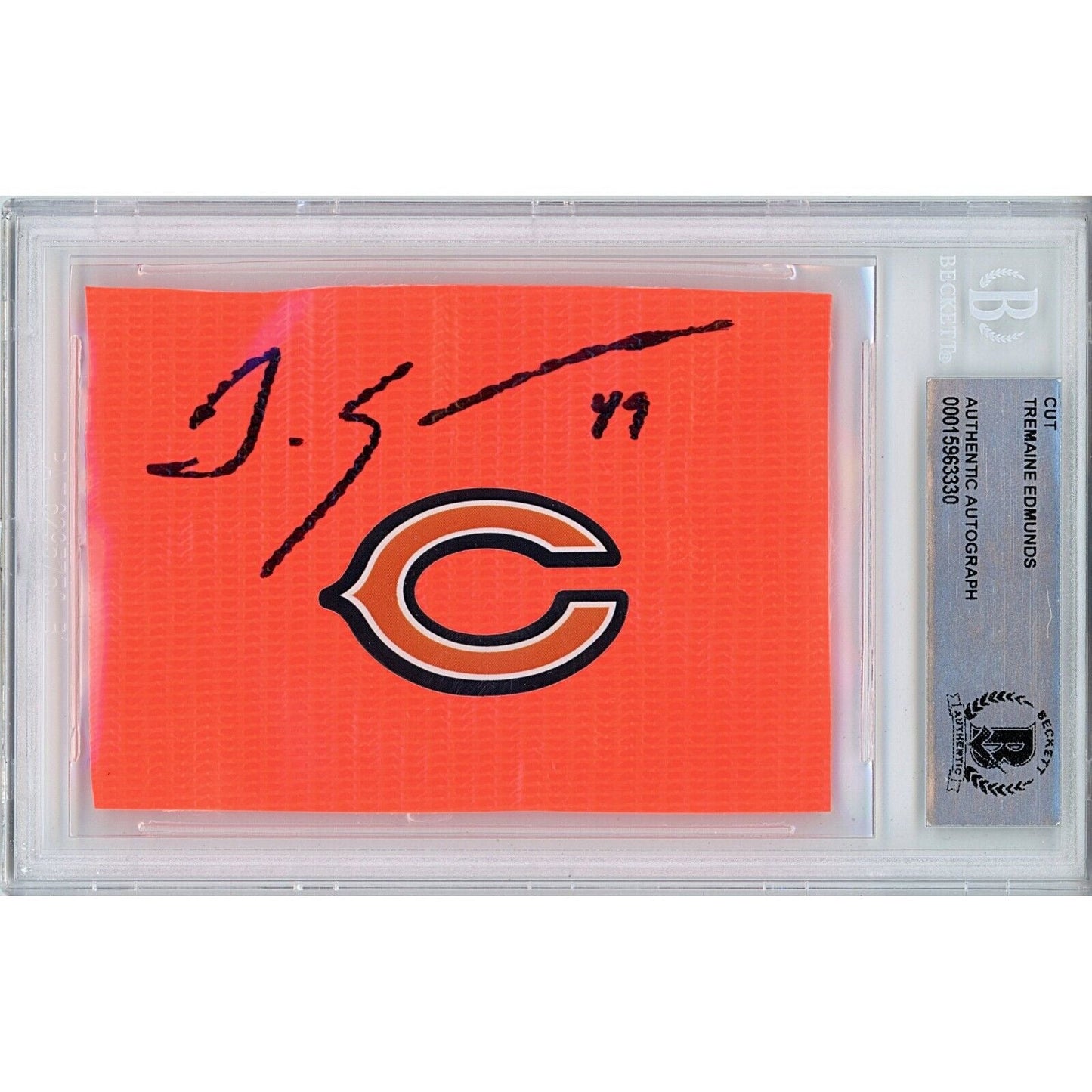 Tremaine Edmunds Autographed Chicago Bears Football Pylon Cut Beckett Authentic Auto