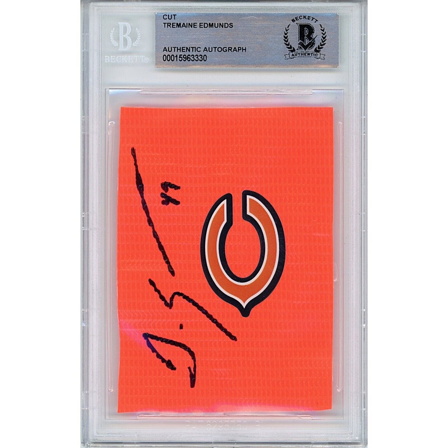 Tremaine Edmunds Autographed Chicago Bears Football Pylon Cut Beckett Authentic Auto
