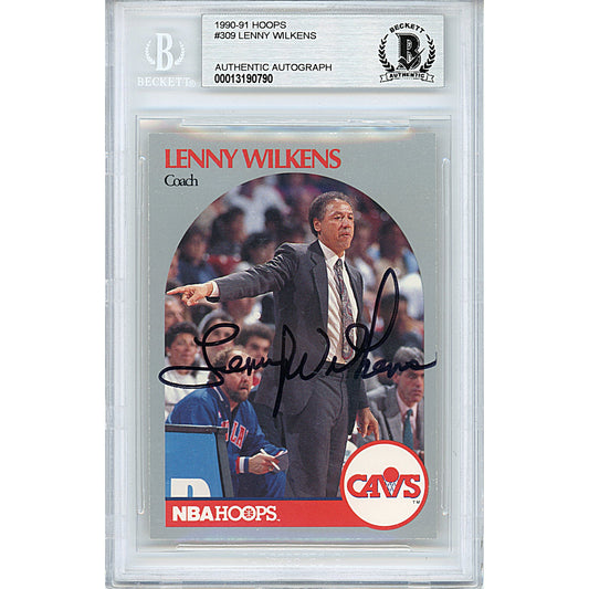 1990-91 NBA Hoops #309— Lenny Wilkens Cleveland Cavaliers Autographed Trading Card — Beckett Authentication