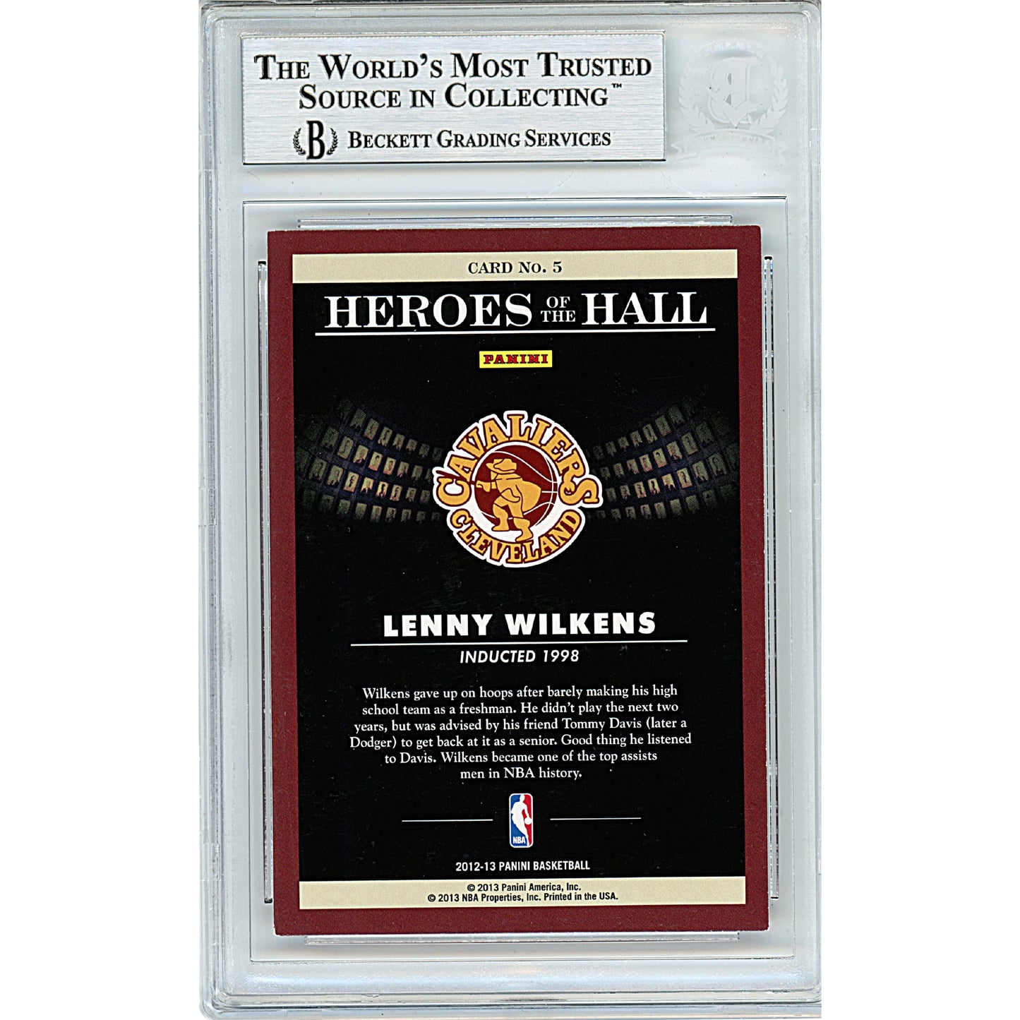 1992-93 Panini Heroes of the Hall — Lenny Wilkens Cleveland Cavaliers Autographed Slabbed Trading Card — Beckett Authentication