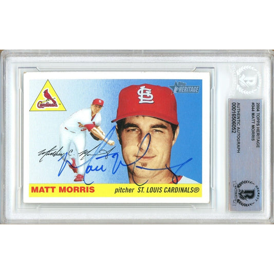 Matt Morris St Louis Cardinals Signed 2004 Topps Heritage Baseball Card BAS Auth Auto