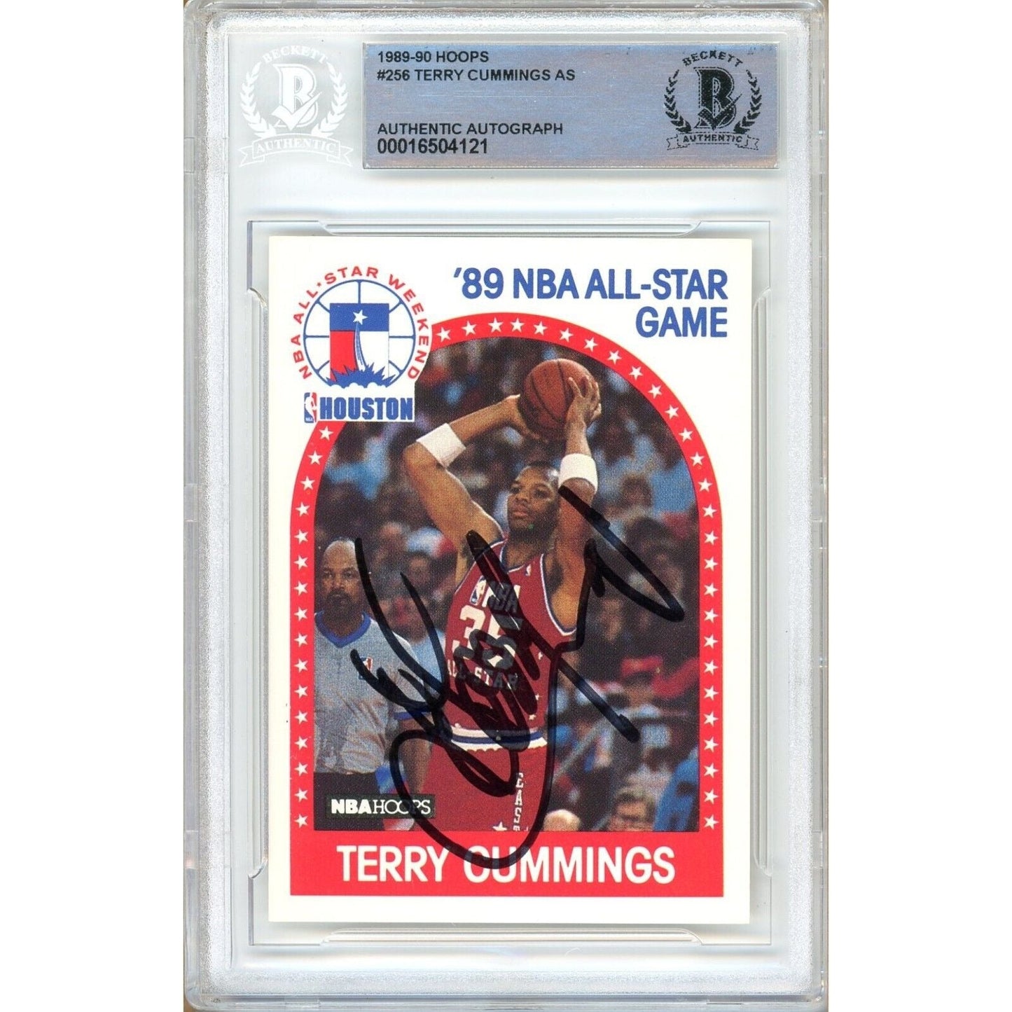 Terry Cummings San Antonio Spurs Signed 1989-90 NBA Hoops Card Beckett Auth Auto Slab